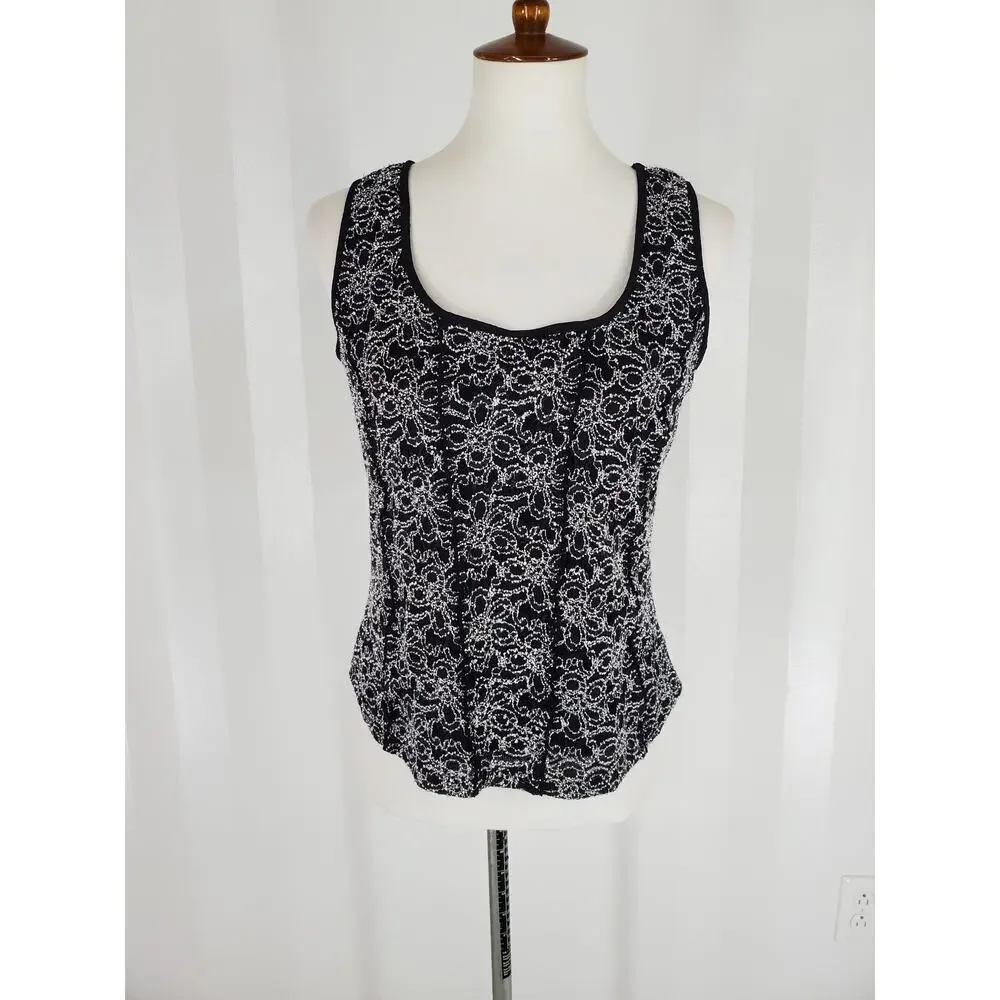 STUDIO 1940 Women's Black & White Sleeveless Top Sz L - Picture 1 of 8